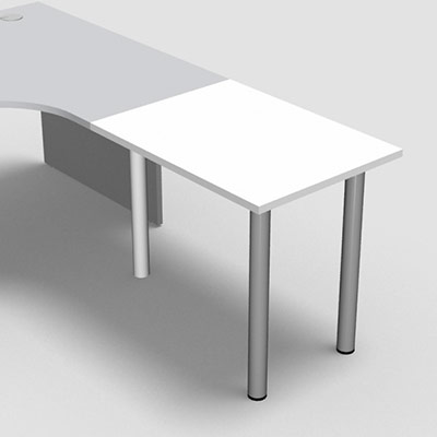 Retour suspendu rectangulaire L. 80 x P. 60 cm dcor blanc neige sur pitements tube finition gris aluminium
