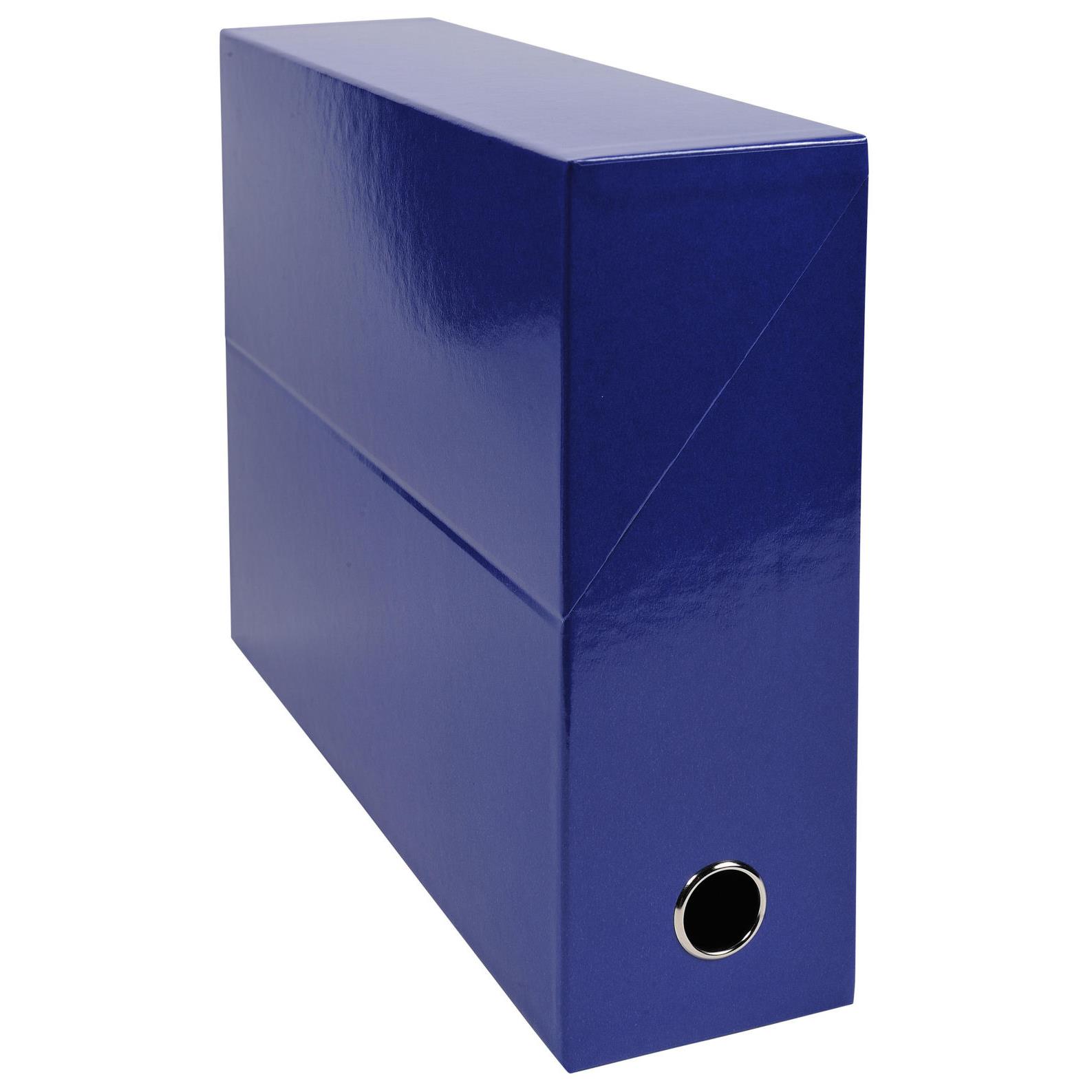 Boîte De Classement Dos 9 Cm - Bleue - Carton Plastifié Avec Élastiques Et Étiquette