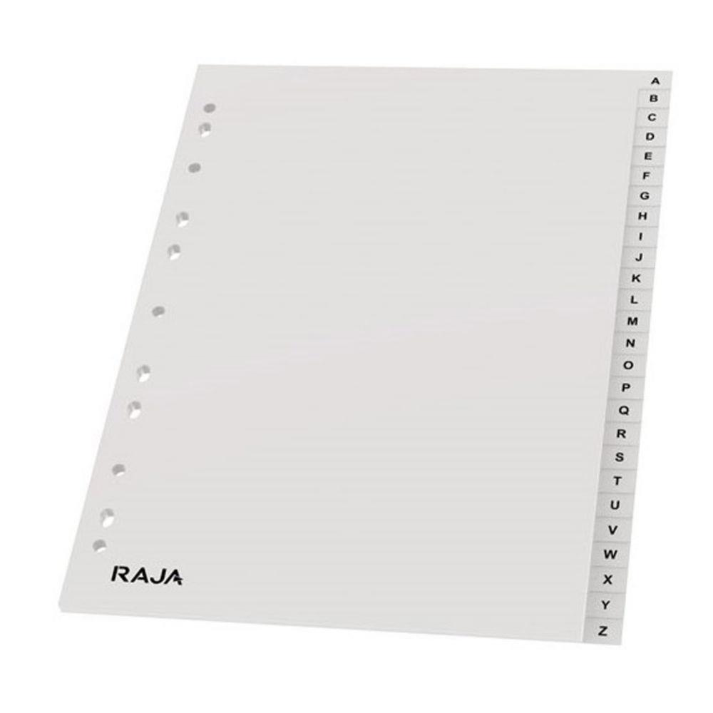 Intercalaires alphabtiques Raja - A4 - en polypropylne gris - 26 divisions