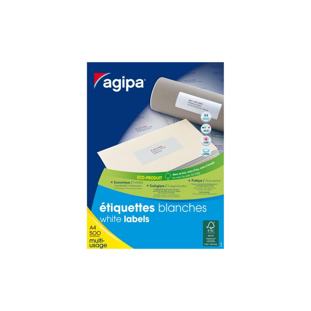 Etiquettes blanches multi-usage AGIPA 100805 105 x 148,5 mm - Bote de 2000