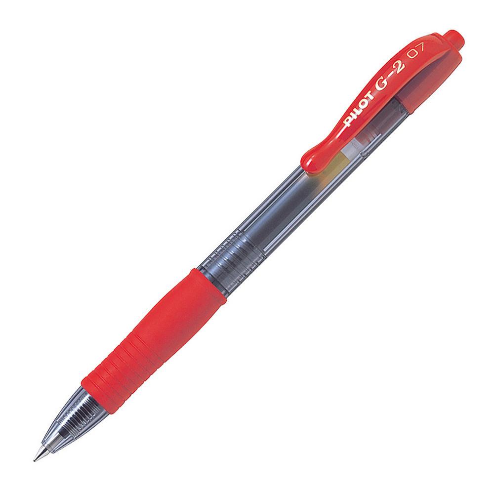 Stylo  bille Pilot G2-7 - pointe moyenne rtractable - encre gel rouge