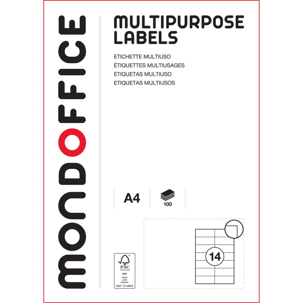 Etiquettes blanches Mondoffice multi-usages 105 x 42,3 mm - Bords carr�s - Boite de 1400