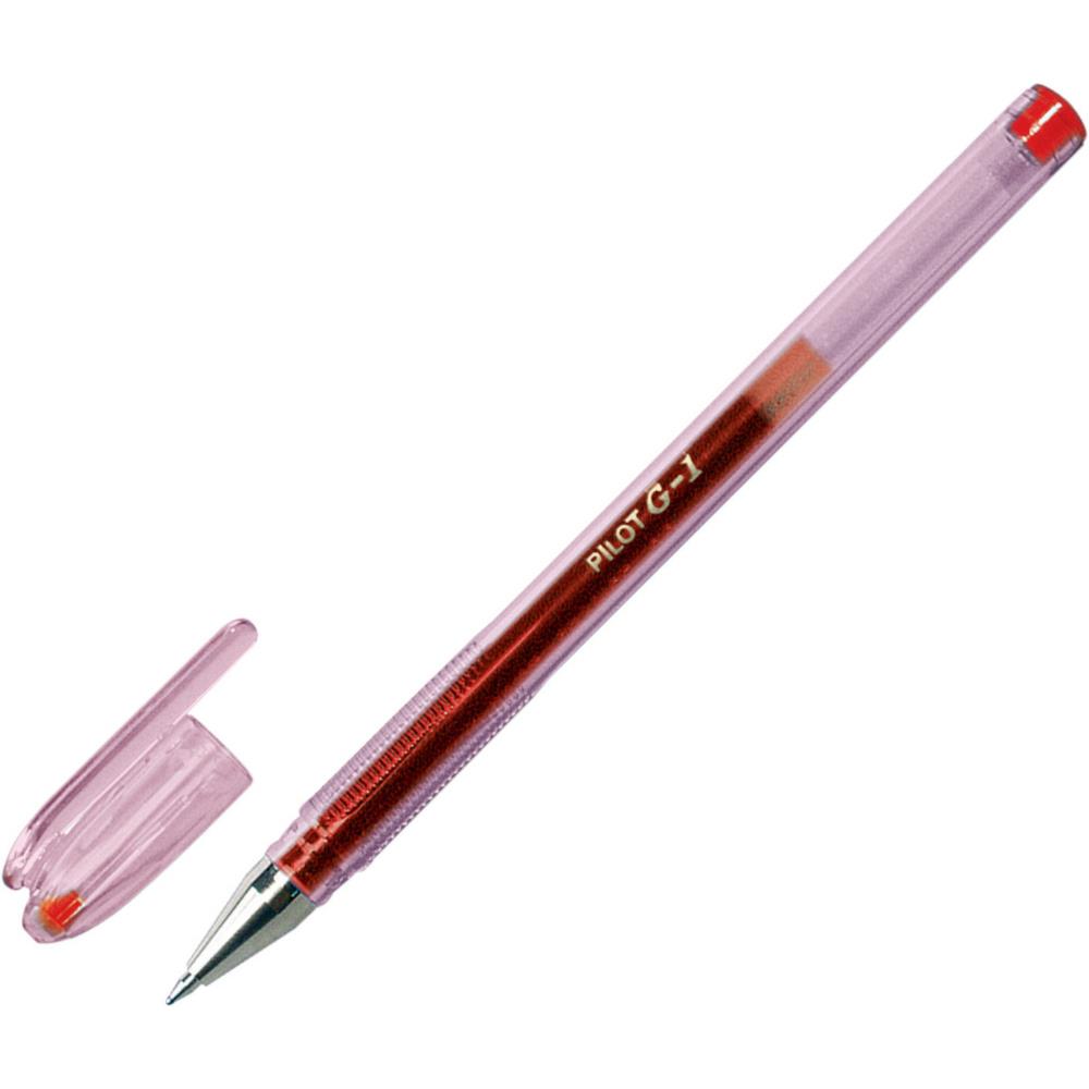 Stylo  encre gel Pilot G-1 - pointe fine - 0,7 mm - avec zone de prhension - corps transparent - encre rouge