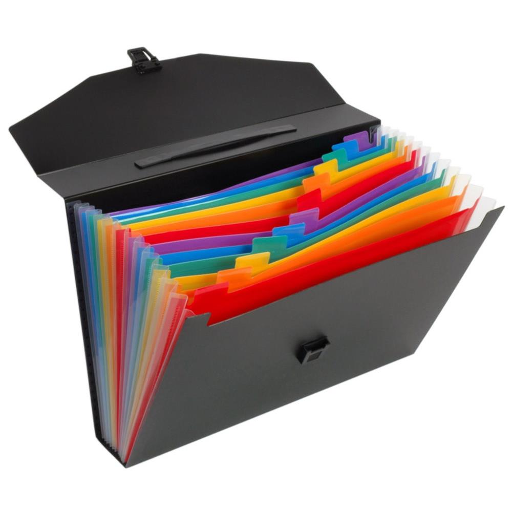 Trieur malette Viquel Rainbow Class en polypropylne - 12 compartiments A4 extensibles - Noir /Multicolores