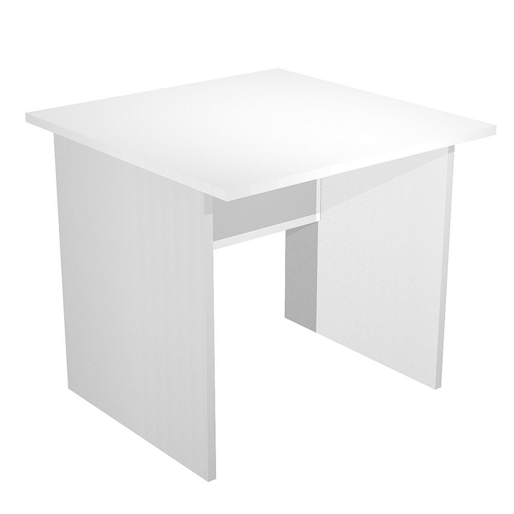 Bureau droit Pulse Tendance - L80 x P80 cm - plateau blanc - pieds pleins aluminium