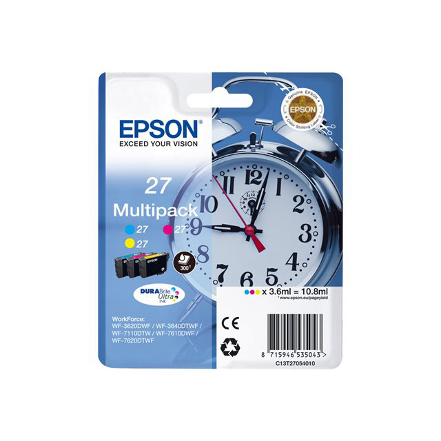 Cartouches pour imprimantes - Epson alarm clock multipack "rveil" 27 - encre durabrite ultra c,m,j
