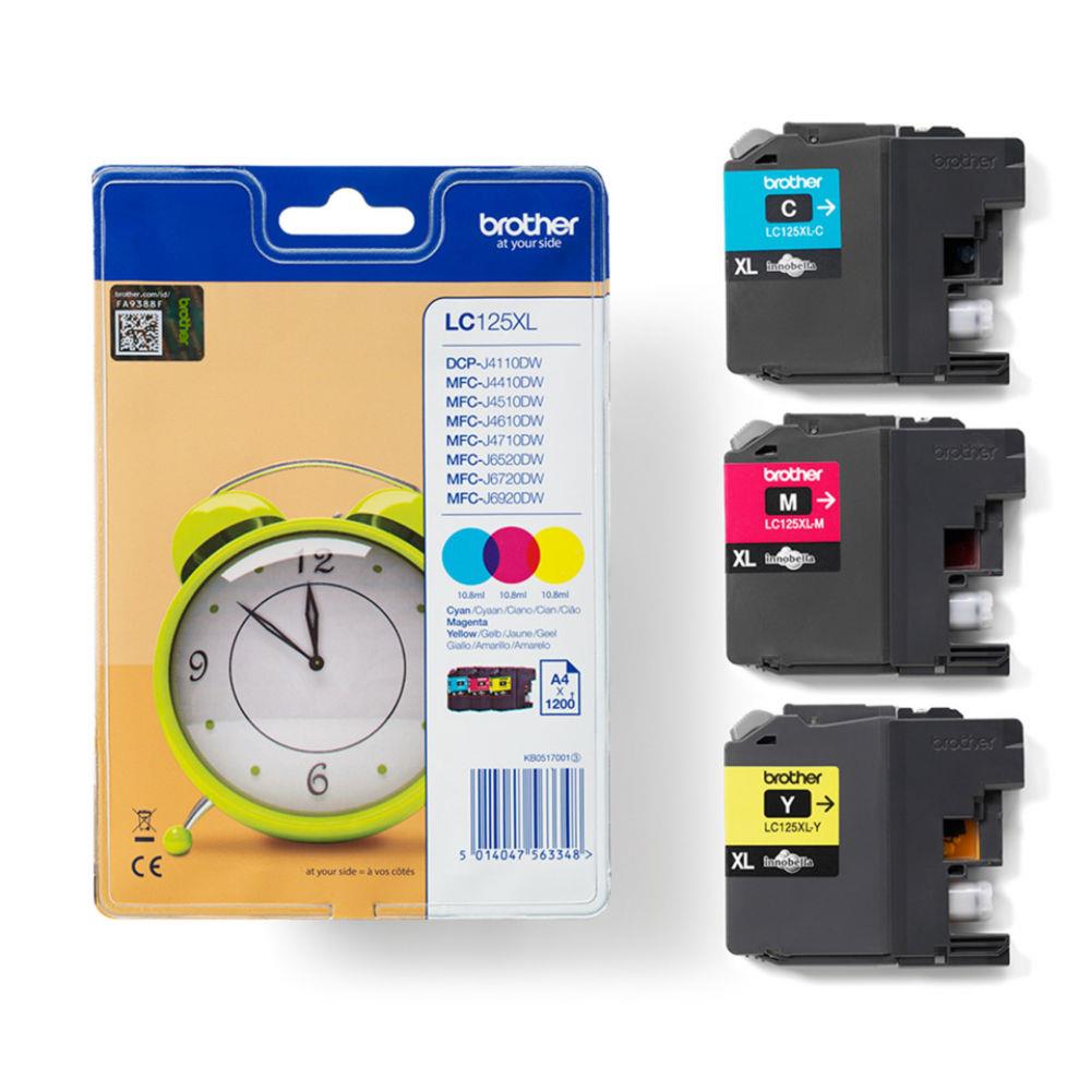 Cartouches pour imprimantes - Brother lc125xlrbwbp cartouche d'encre 3 pice(s) original cyan, magenta, jaune