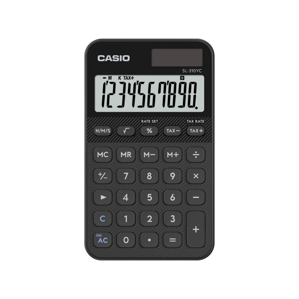 Calculatrice de poche Casio SL-310YC - 10 chiffres - Grand �cran - Etui de protection inclus - Noir