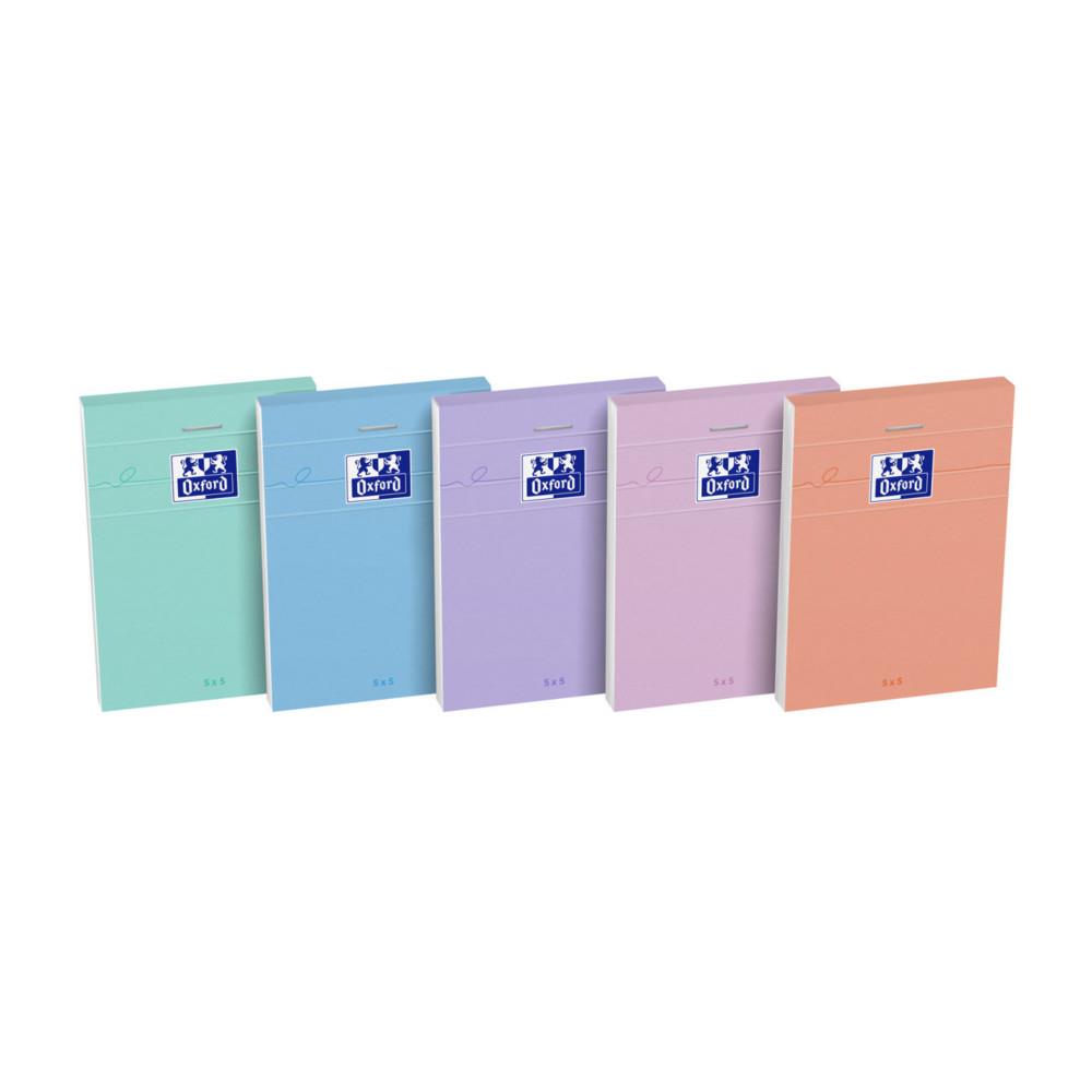 Bloc notes Oxford Smart A7 7,4 x 10,5 cm - 80/90g - Petits carreaux 5x5 - 160 pages - Assortis pastel