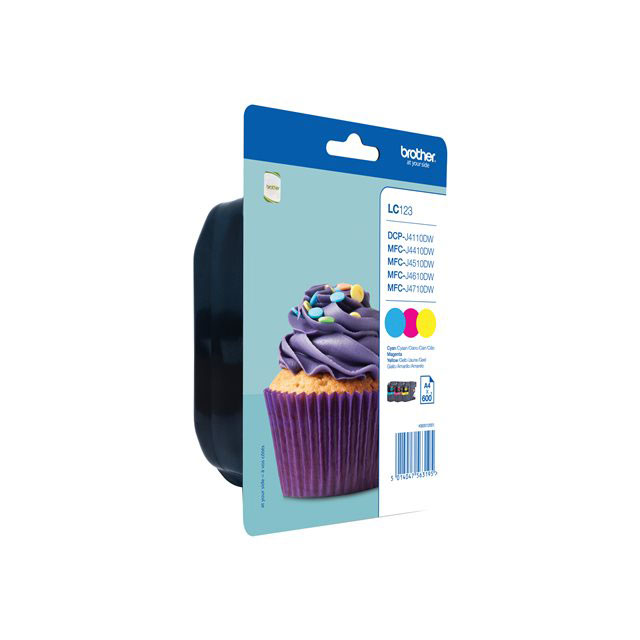 Cartouches pour imprimantes - Brother lc123rbwbp cartouche d'encre 3 pice(s) original cyan, magenta, jaune