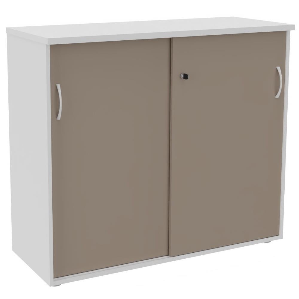 Armoire mi-haute NF Environnement H104 cm x L163 cm Blanche - portes coulissantes Argile