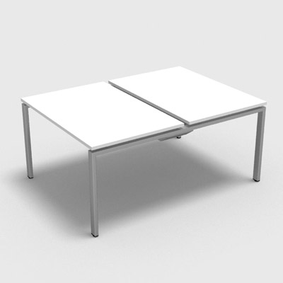 Bench plateau coulissant gamme Conect - blanc neige - Longueur 120 - Pitement Fixe gris aluminium - Elment Dpart
