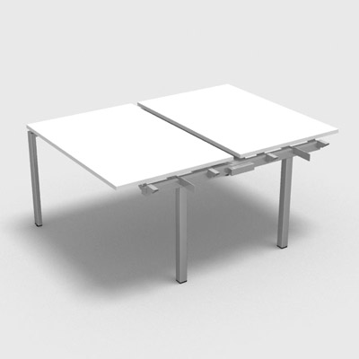 Bench plateau coulissant gamme Conect - blanc neige - Longueur 120 - Pitement Fixe gris aluminium - Elment Suivant