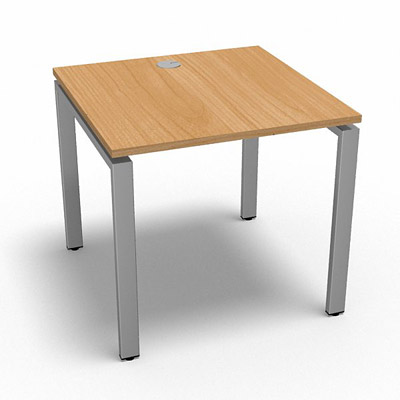 Bureau rectangulaire indpendant profondeur 80 cm gamme Conect - htre saumonn - Longueur 80 - Pitement Fixe gris aluminium