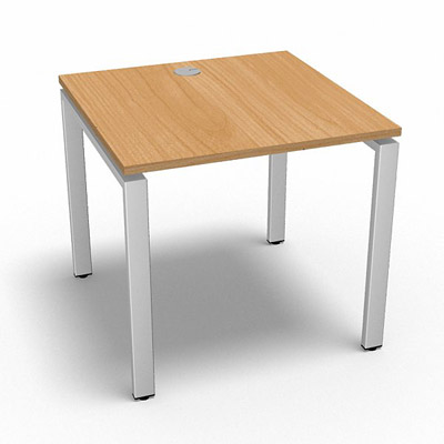 Bureau rectangulaire indpendant profondeur 80 cm gamme Conect - htre saumonn - Longueur 80 - Pitement Fixe blanc