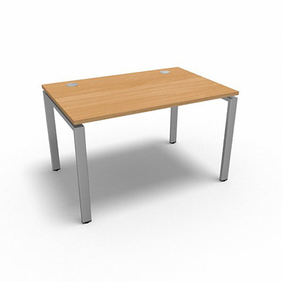 Bureau rectangulaire indpendant profondeur 80 cm gamme Conect - htre saumonn - Longueur 120 - Pitement Fixe gris aluminium