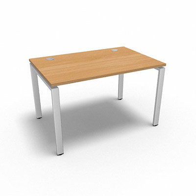Bureau rectangulaire indpendant profondeur 80 cm gamme Conect - htre saumonn - Longueur 120 - Pitement Fixe blanc