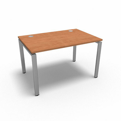 Bureau rectangulaire indpendant profondeur 80 cm gamme Conect - pommier de France  - Longueur 120 - Pitement Fixe gris aluminium