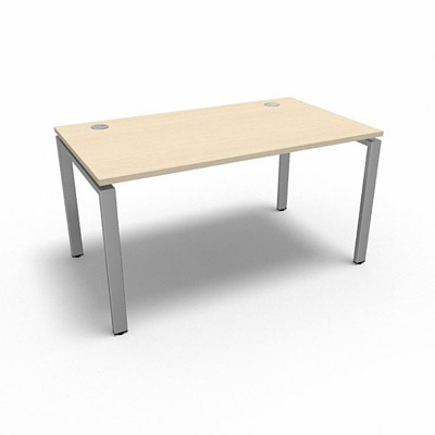 Bureau rectangulaire indpendant profondeur 80 cm gamme Conect - rable blanc - Longueur 140 - Pitement Fixe gris aluminium