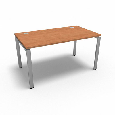 Bureau rectangulaire indpendant profondeur 80 cm gamme Conect - pommier de France  - Longueur 140 - Pitement Fixe gris aluminium