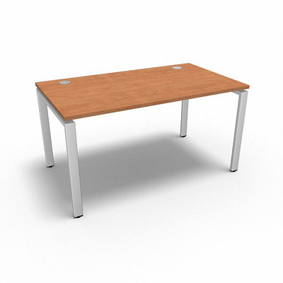 Bureau rectangulaire indpendant profondeur 80 cm gamme Conect - pommier de France  - Longueur 140 - Pitement Fixe blanc