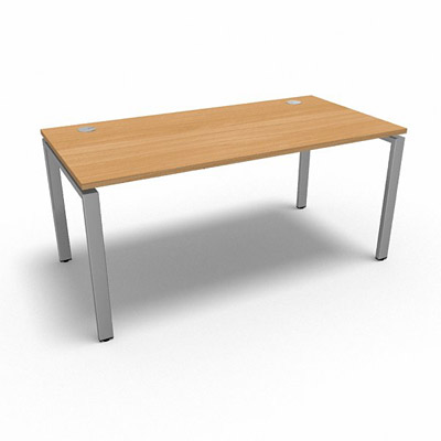 Bureau rectangulaire indpendant profondeur 80 cm gamme Conect - htre saumonn - Longueur 160 - Pitement Fixe gris aluminium