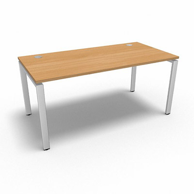 Bureau rectangulaire indpendant profondeur 80 cm gamme Conect - htre saumonn - Longueur 160 - Pitement Fixe blanc