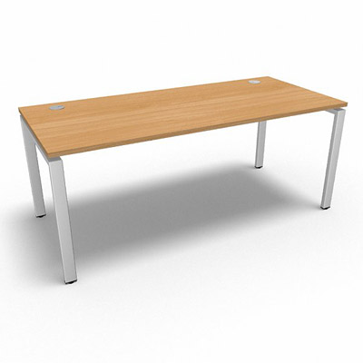 Bureau rectangulaire indpendant profondeur 80 cm gamme Conect - htre saumonn - Longueur 180 - Pitement Fixe blanc