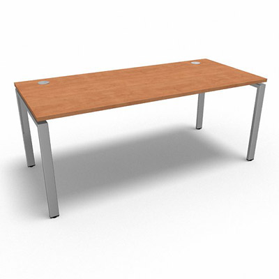 Bureau rectangulaire indpendant profondeur 80 cm gamme Conect - pommier de France  - Longueur 180 - Pitement Fixe gris aluminium