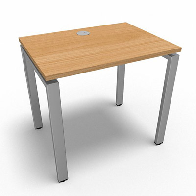Bureau rectangulaire indpendant profondeur 60 cm gamme Conect - htre saumonn - Longueur 80 - Pitement Fixe gris aluminium
