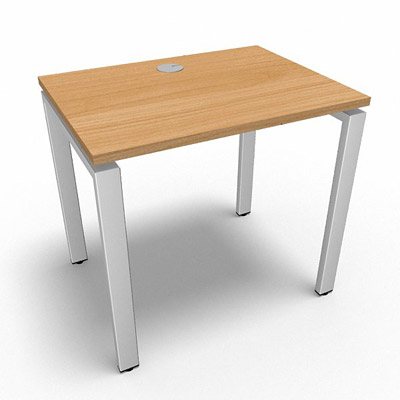 Bureau rectangulaire indpendant profondeur 60 cm gamme Conect - htre saumonn - Longueur 80 - Pitement Fixe blanc