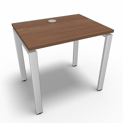 Bureau rectangulaire indpendant profondeur 60 cm gamme Conect - noyer ambr - Longueur 80 - Pitement Fixe blanc