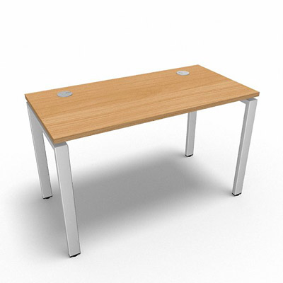 Bureau rectangulaire indpendant profondeur 60 cm gamme Conect - htre saumonn - Longueur 120 - Pitement Fixe blanc