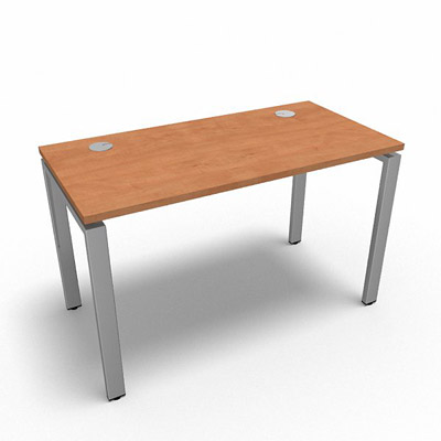 Bureau rectangulaire indpendant profondeur 60 cm gamme Conect - pommier de France  - Longueur 120 - Pitement Fixe gris aluminium