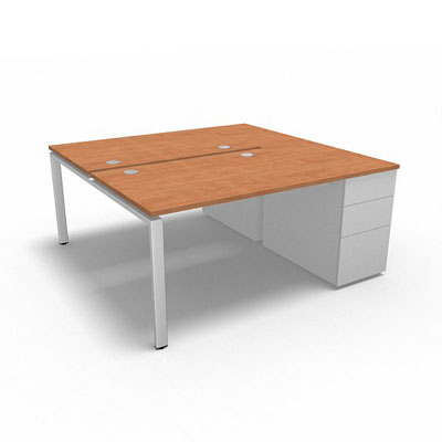Bench plateau fixe sur caisson porteur gamme Conect - pommier de France  - Longueur 164 - Pitement Fixe blanc