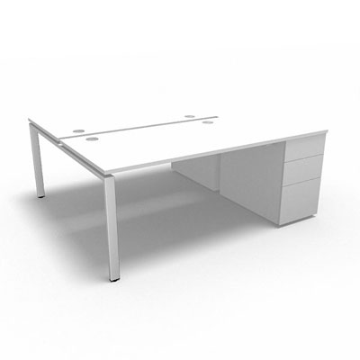 Bench plateau fixe sur caisson porteur gamme Conect - blanc neige - Longueur 184 - Pitement Fixe blanc