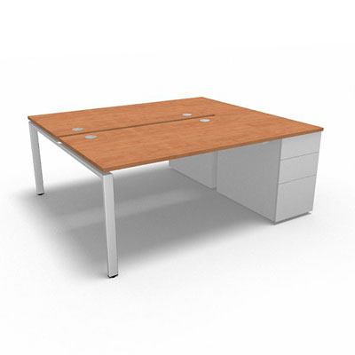 Bench plateau fixe sur caisson porteur gamme Conect - pommier de France  - Longueur 184 - Pitement Fixe blanc