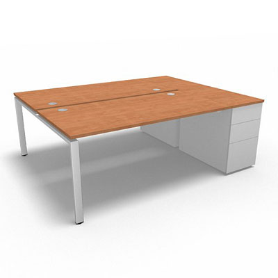 Bench plateau fixe sur caisson porteur gamme Conect - pommier de France  - Longueur 204 - Pitement Fixe blanc