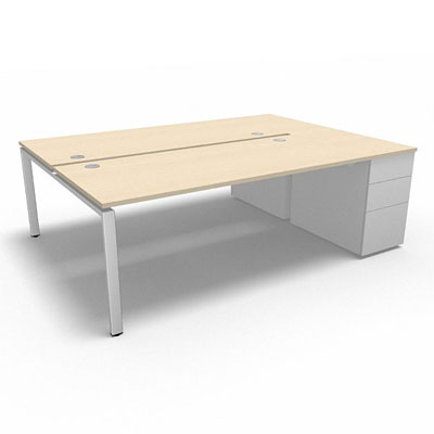 Bench plateau fixe sur caisson porteur gamme Conect - rable blanc - Longueur 224 - Pitement Fixe blanc