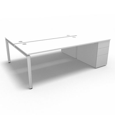 Bench plateau fixe sur caisson porteur gamme Conect - blanc neige - Longueur 224 - Pitement Fixe blanc