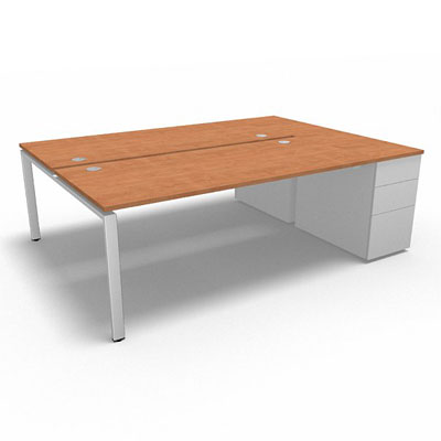 Bench plateau fixe sur caisson porteur gamme Conect - pommier de France  - Longueur 224 - Pitement Fixe blanc