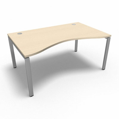 Bureau indpendant vague symtrique gamme Conect - rable blanc - Longueur 160 - Pitement Fixe gris aluminium
