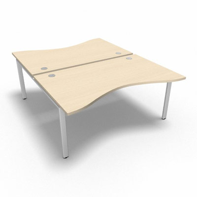 Bench plateau fixe vague symtrique gamme Conect - rable blanc - Longueur 160 - Pitement Fixe blanc - Elment Dpart