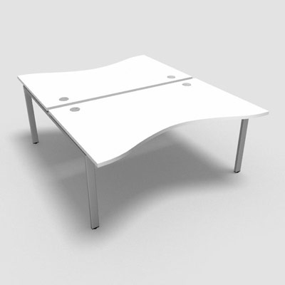 Bench plateau fixe vague symtrique gamme Conect - blanc neige - Longueur 160 - Pitement Fixe gris aluminium - Elment Dpart