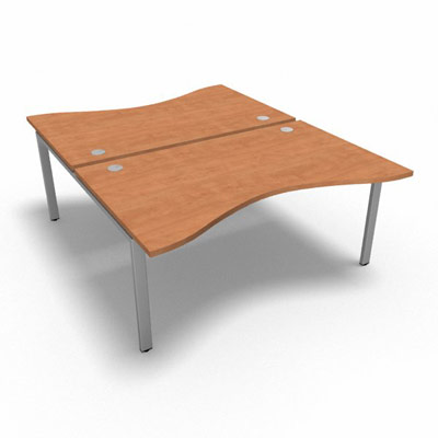 Bench plateau fixe vague symtrique gamme Conect - pommier de France  - Longueur 160 - Pitement Fixe gris aluminium - Elment Dpart