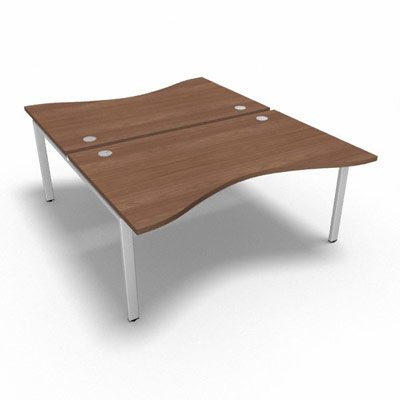 Bench plateau fixe vague symtrique gamme Conect - noyer ambr - Longueur 160 - Pitement Fixe blanc - Elment Dpart