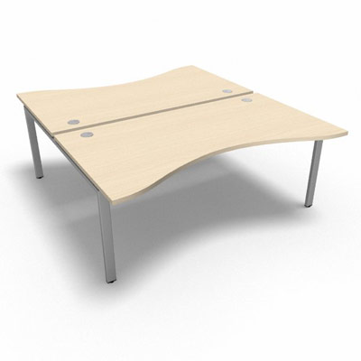 Bench plateau fixe vague symtrique gamme Conect - rable blanc - Longueur 180 - Pitement Fixe gris aluminium - Elment Dpart