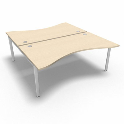 Bench plateau fixe vague symtrique gamme Conect - rable blanc - Longueur 180 - Pitement Fixe blanc - Elment Dpart