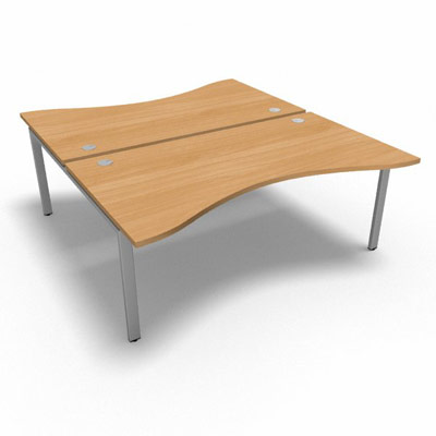 Bench plateau fixe vague symtrique gamme Conect - htre saumonn - Longueur 180 - Pitement Fixe gris aluminium - Elment Dpart