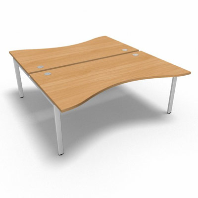 Bench plateau fixe vague symtrique gamme Conect - htre saumonn - Longueur 180 - Pitement Fixe blanc - Elment Dpart